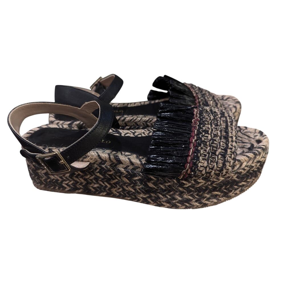Paloma Barcelo Raffia Woven Fringe Espadrille Platform Sandals Size 38 - Picture 2 of 6